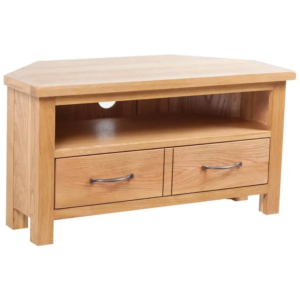 TV Cabinet with Drawer 88 x 42 x 46 cm Solid Oak Wood TV Cabinet with Drawer 88 x 42 x 46 cm Solid Oak Wood
