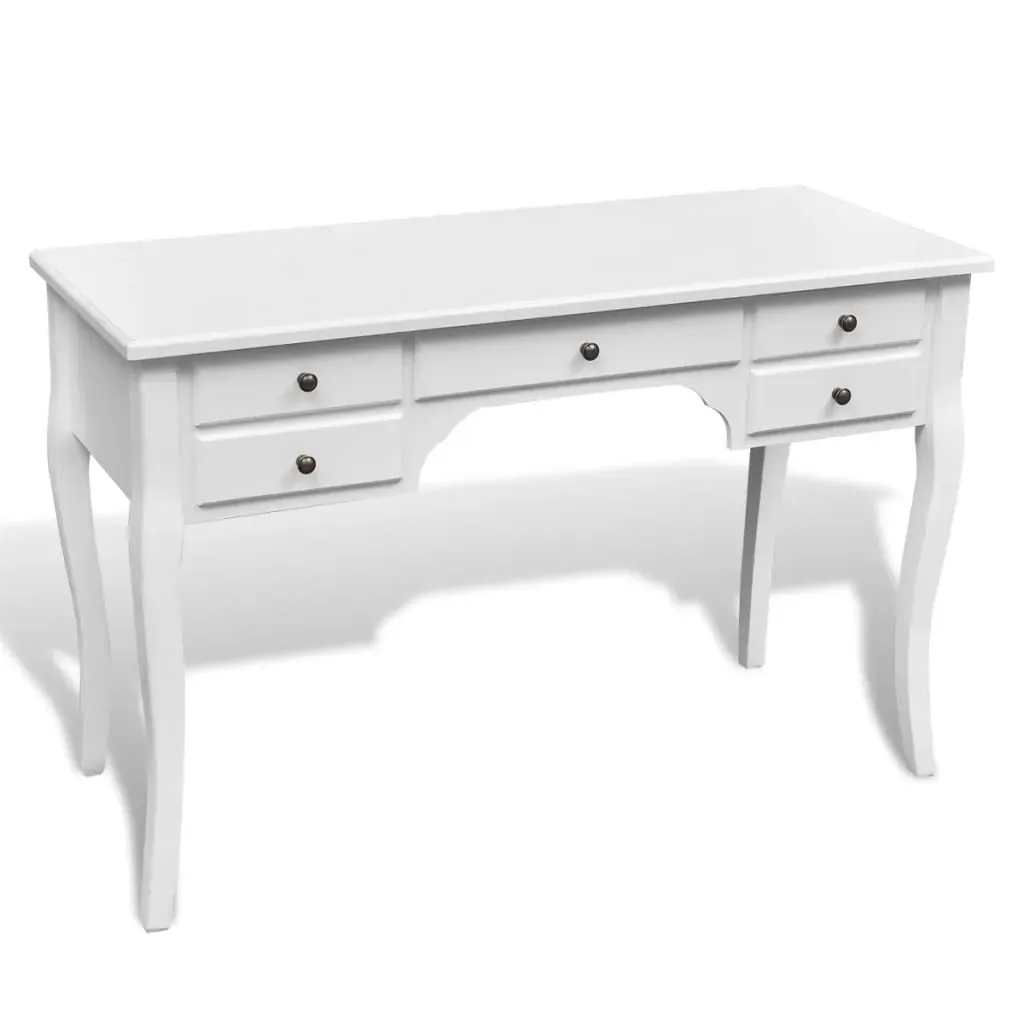 Wooden French Desk with Curved Legs and 5 Drawers Wooden French Desk with Curved Legs and 5 Drawers