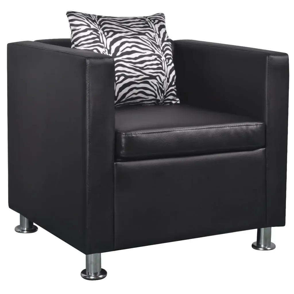 Armchair Black Faux Leather Armchair Black Faux Leather