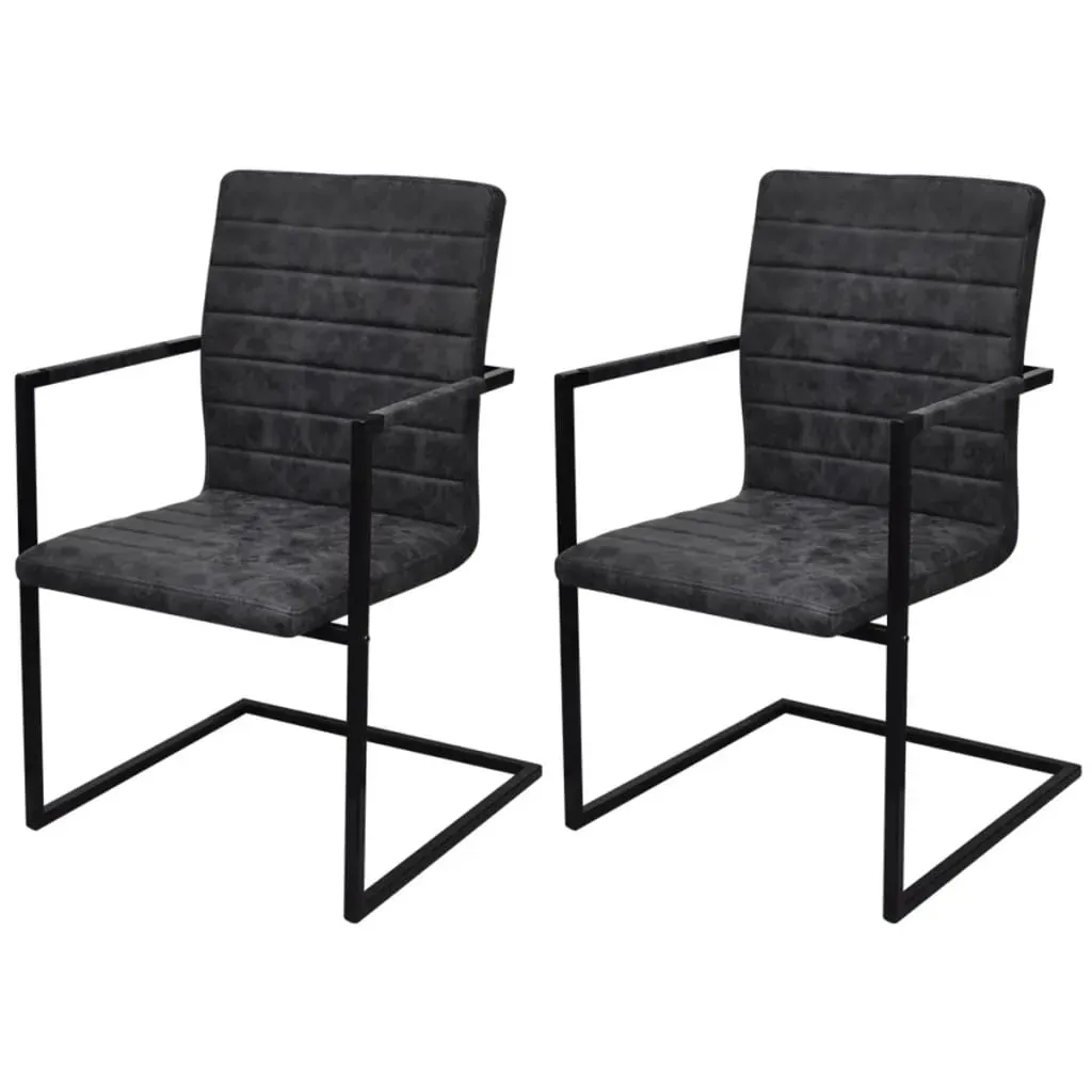 Cantilever Dining Chairs 2 pcs Black Faux Leather Cantilever Dining Chairs 2 pcs Black Faux Leather