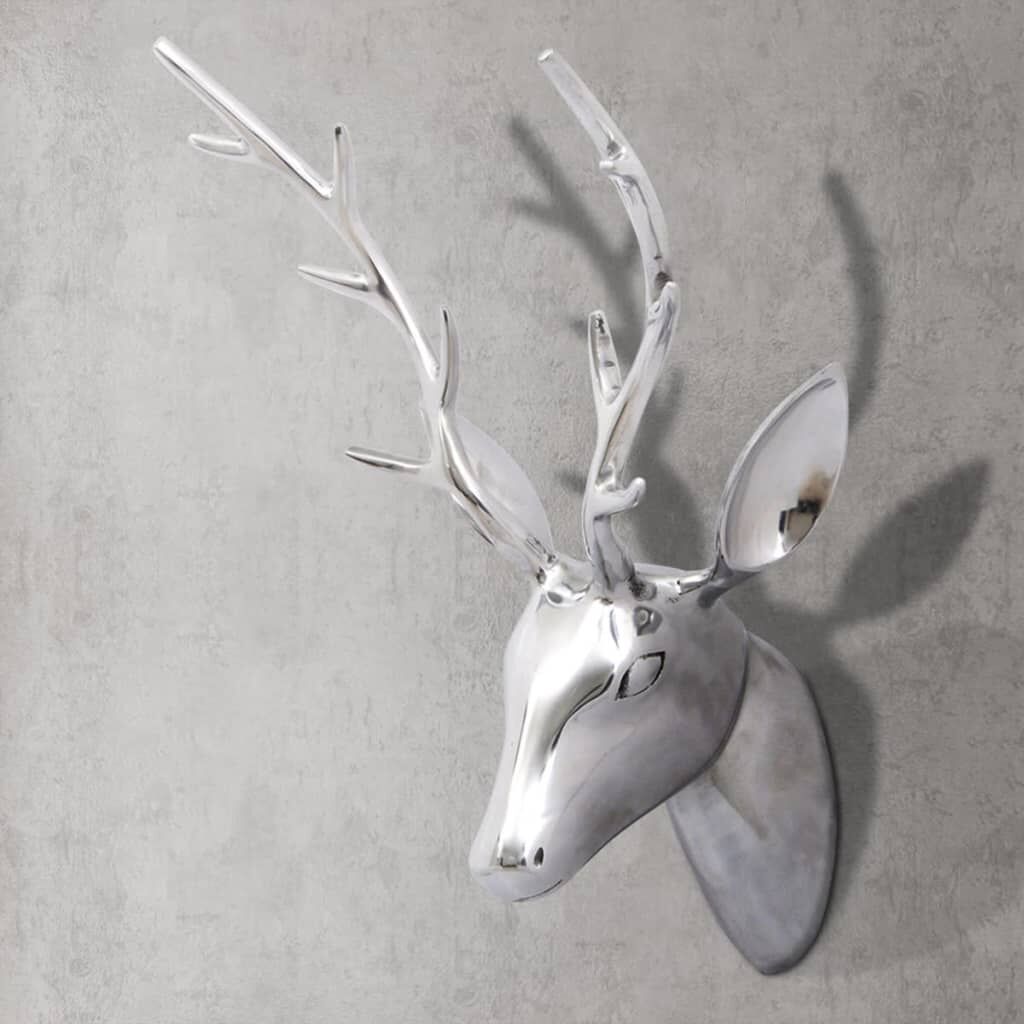 Wall Mounted Aluminium Deer's Head Decoration Silver 62 cm Wall Mounted Aluminium Deer's Head Decoration Silver 62 cm