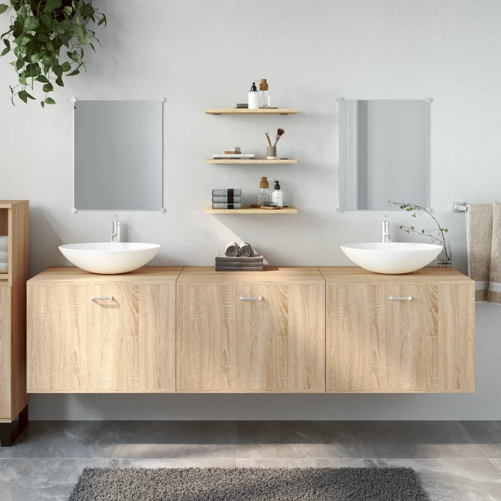 6 Piece Bathroom Furniture Set Oak Engineered Wood 6 Piece Bathroom Furniture Set Oak Engineered Wood