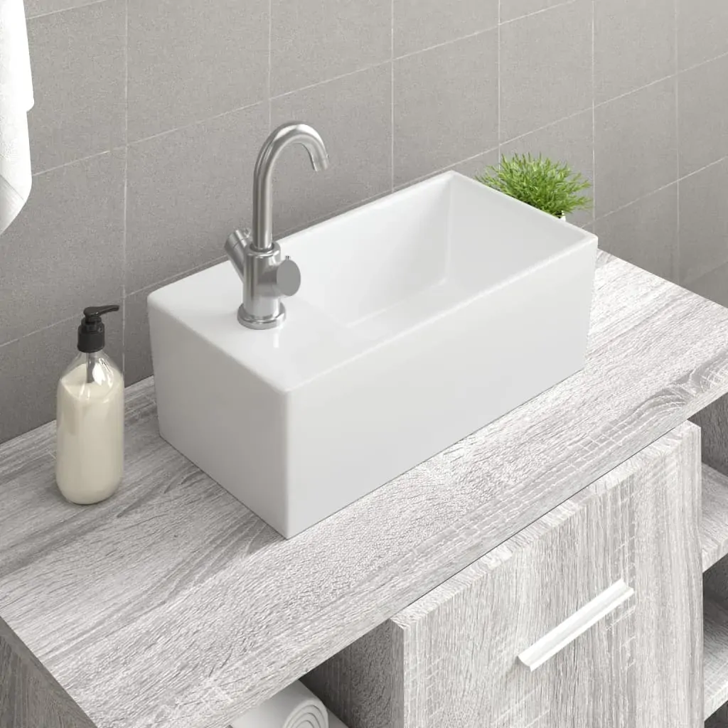 Wash Basin White 48x25x15 cm Ceramic Wash Basin White 48x25x15 cm Ceramic