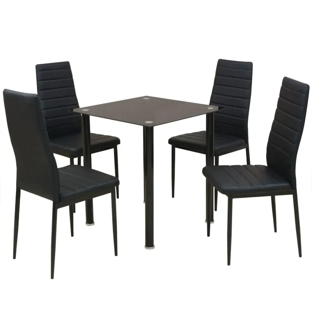 Five Piece Dining Table and Chair Set Black Five Piece Dining Table and Chair Set Black