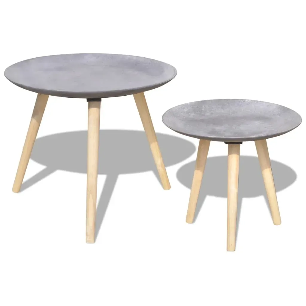 Two Piece Side Table/Coffee Table Set 55 cm&44 cm Concrete Grey Two Piece Side Table/Coffee Table Set 55 cm&44 cm Concrete Grey