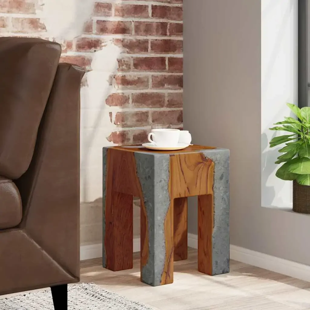 Stool Solid Teak Wood and Resin Stool Solid Teak Wood and Resin