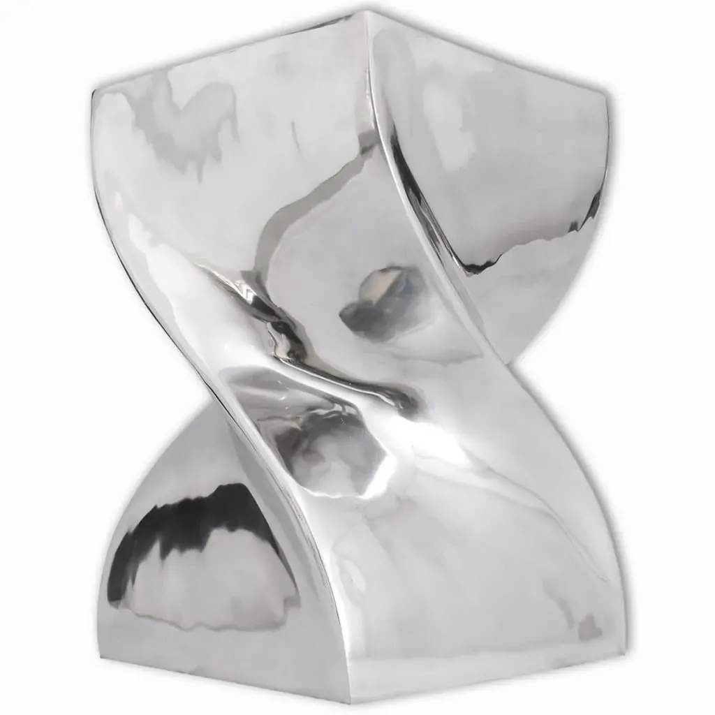 Stool/Side Table Twisted Shape Aluminium Silver Stool/Side Table Twisted Shape Aluminium Silver
