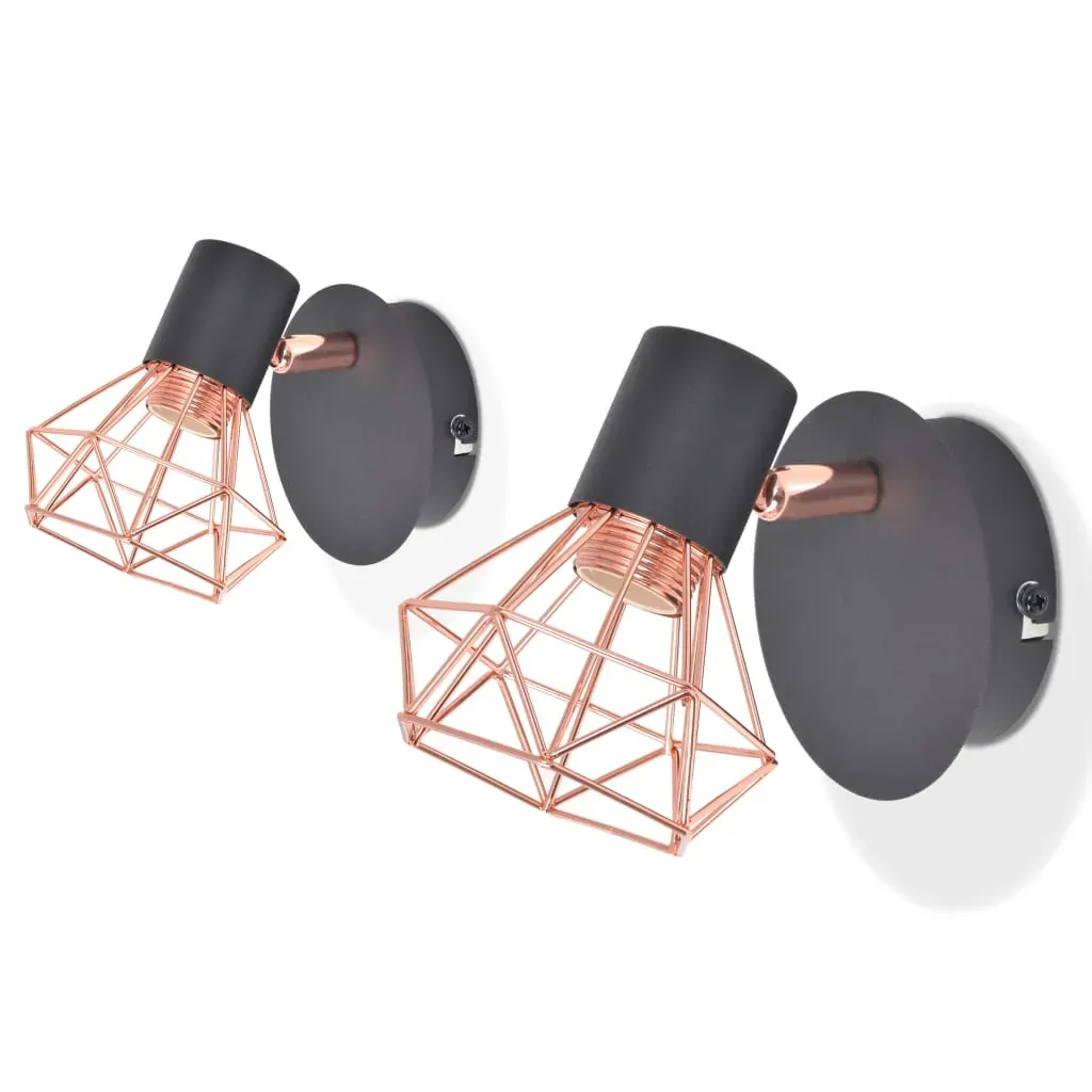 Wall Lamp 2 pcs E14 Black and Copper Wall Lamp 2 pcs E14 Black and Copper
