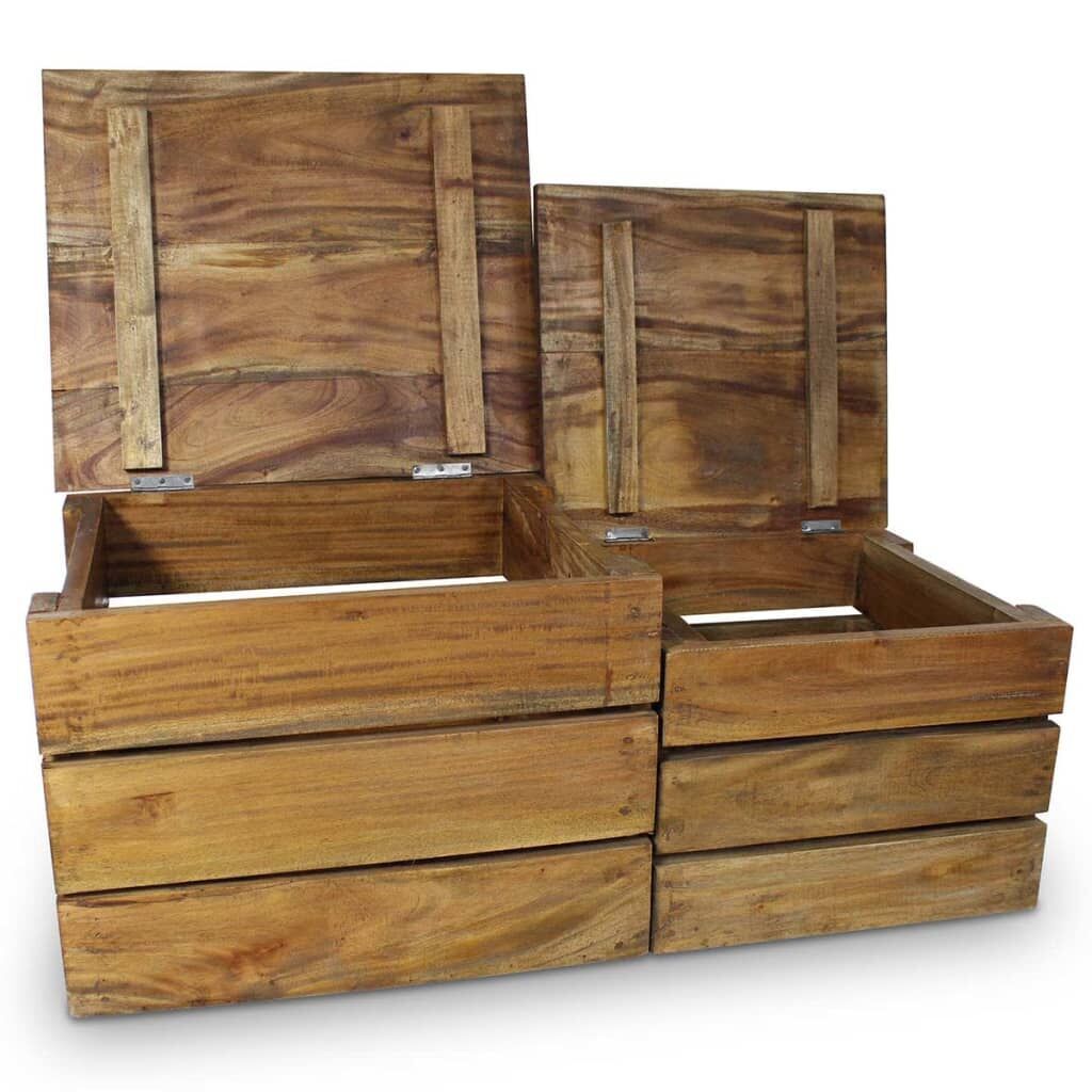Storage Crate Set 2 Pieces Solid Mahogany Wood Storage Crate Set 2 Pieces Solid Mahogany Wood