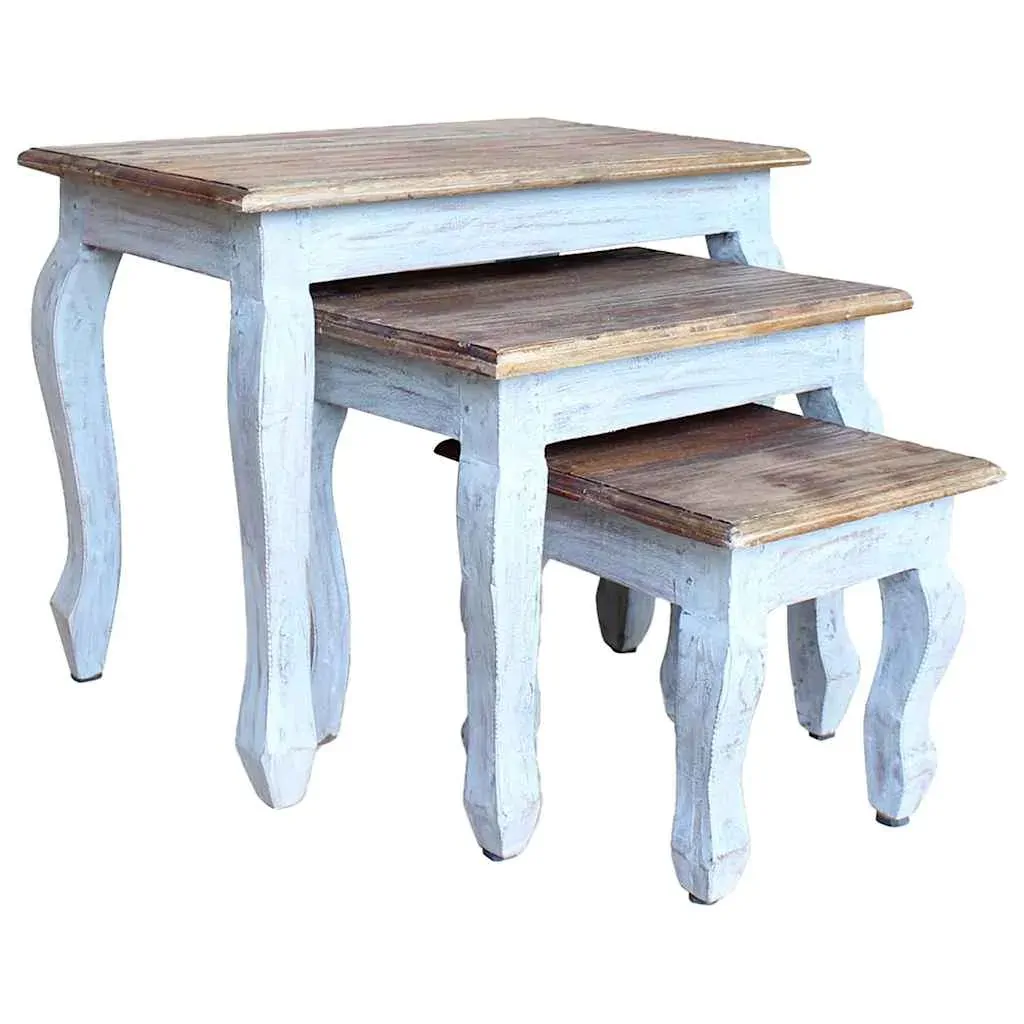 Nesting Table Set 3 Pieces Solid Mahogany Wood Nesting Table Set 3 Pieces Solid Mahogany Wood