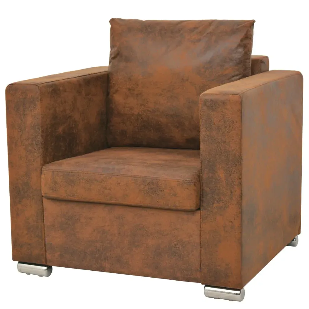 Armchair Brown 82x73x82 cm Faux Suede Leather Armchair Brown 82x73x82 cm Faux Suede Leather