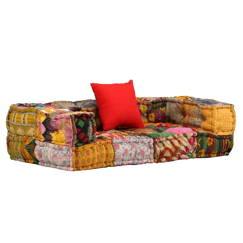 2-Seater Modular Pouffe Patchwork Fabric 2-Seater Modular Pouffe Patchwork Fabric