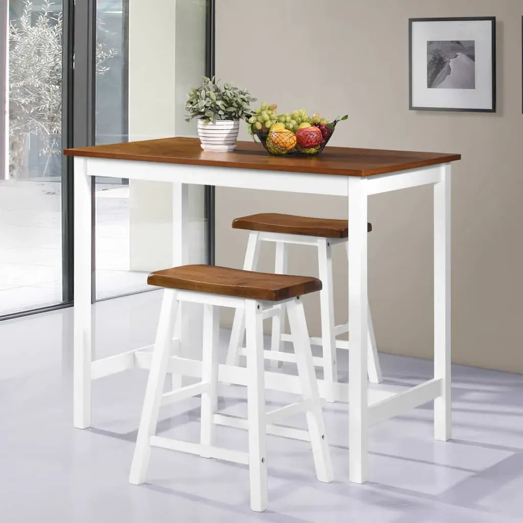 Bar Table and Stool Set 3 Pieces Solid Wood Bar Table and Stool Set 3 Pieces Solid Wood