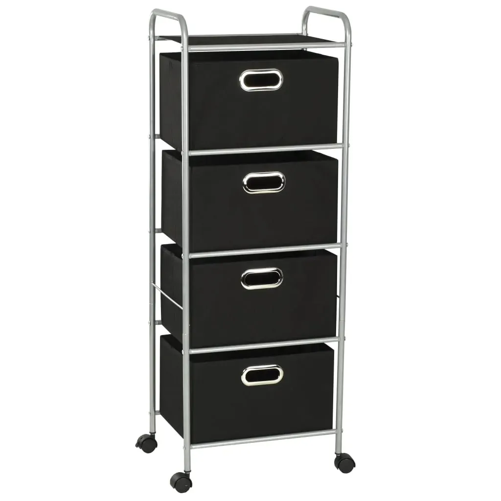 Shelving Unit with 4 Storage Boxes Steel and Non-woven Fabric Shelving Unit with 4 Storage Boxes Steel and Non-woven Fabric