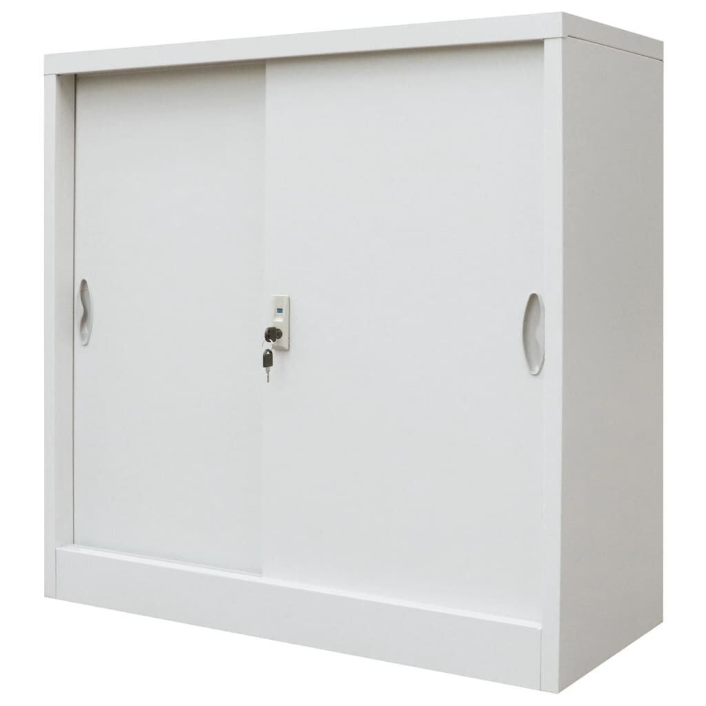 Office Cabinet with Sliding Doors Metal 90x40x90 cm Grey Office Cabinet with Sliding Doors Metal 90x40x90 cm Grey