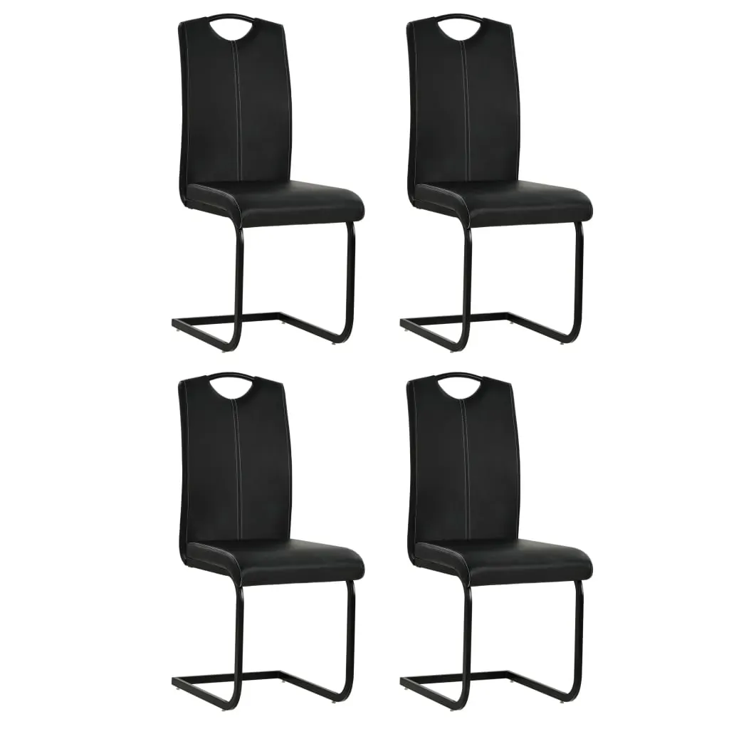 Cantilever Dining Chairs 4 pcs Black Faux Leather Cantilever Dining Chairs 4 pcs Black Faux Leather
