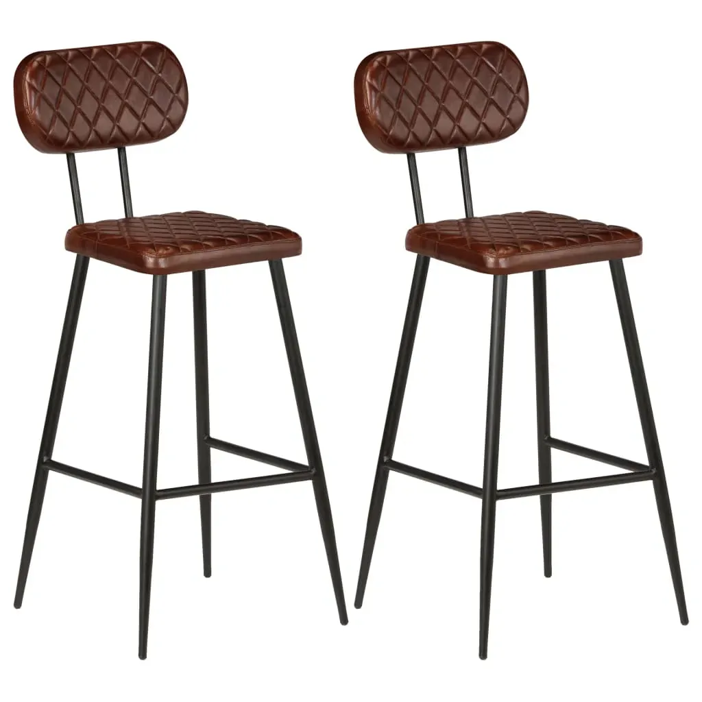 Bar Chairs 2 pcs Brown Real Leather Bar Chairs 2 pcs Brown Real Leather