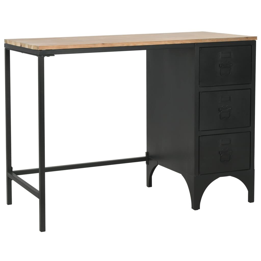 Single Pedestal Desk Solid Firwood and Steel 100x50x76 cm Single Pedestal Desk Solid Firwood and Steel 100x50x76 cm