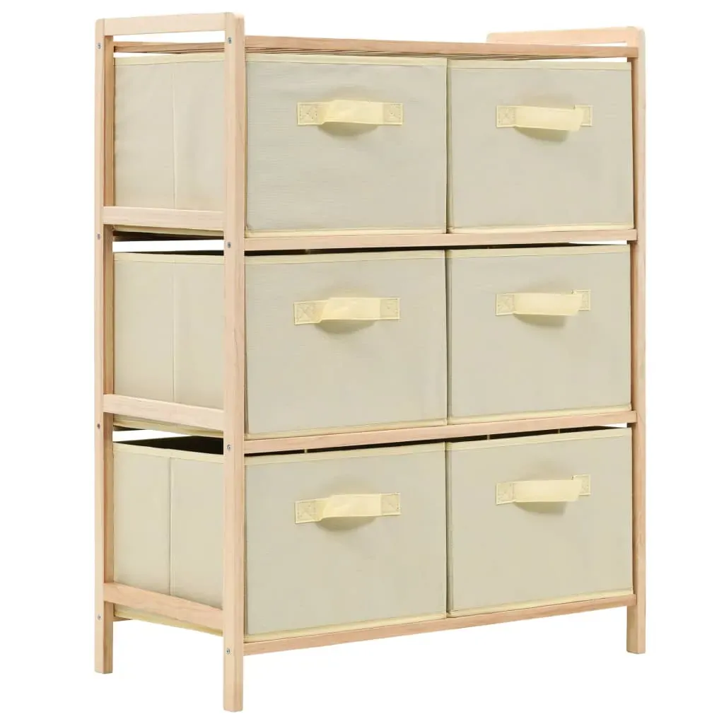 Storage Rack with 6 Fabric Baskets Cedar Wood Beige Storage Rack with 6 Fabric Baskets Cedar Wood Beige