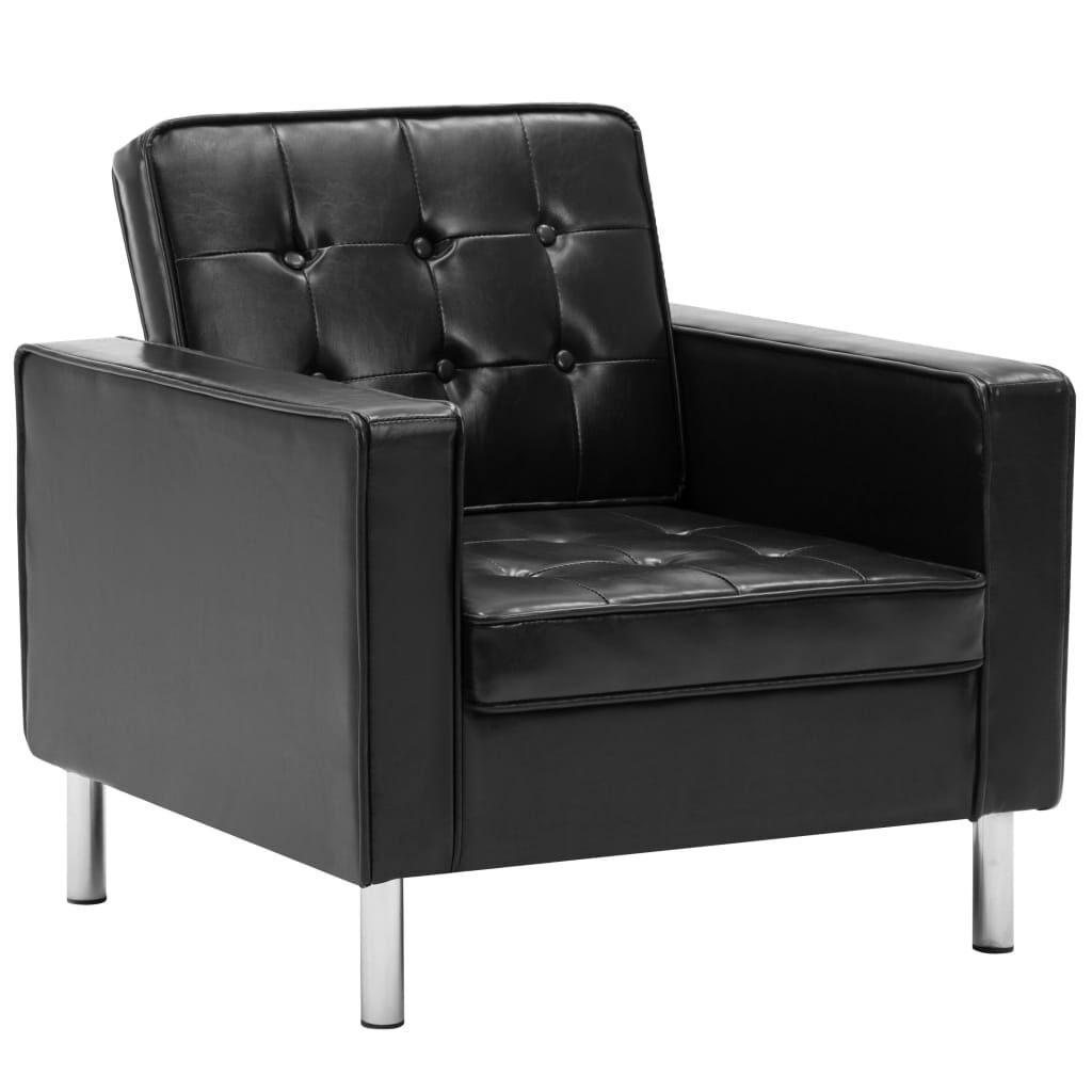 Armchair Black Faux Leather Armchair Black Faux Leather