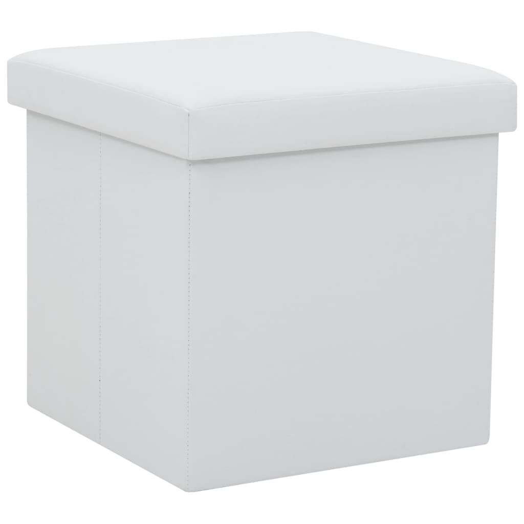 Folding Storage Stool White Faux Leather Folding Storage Stool White Faux Leather