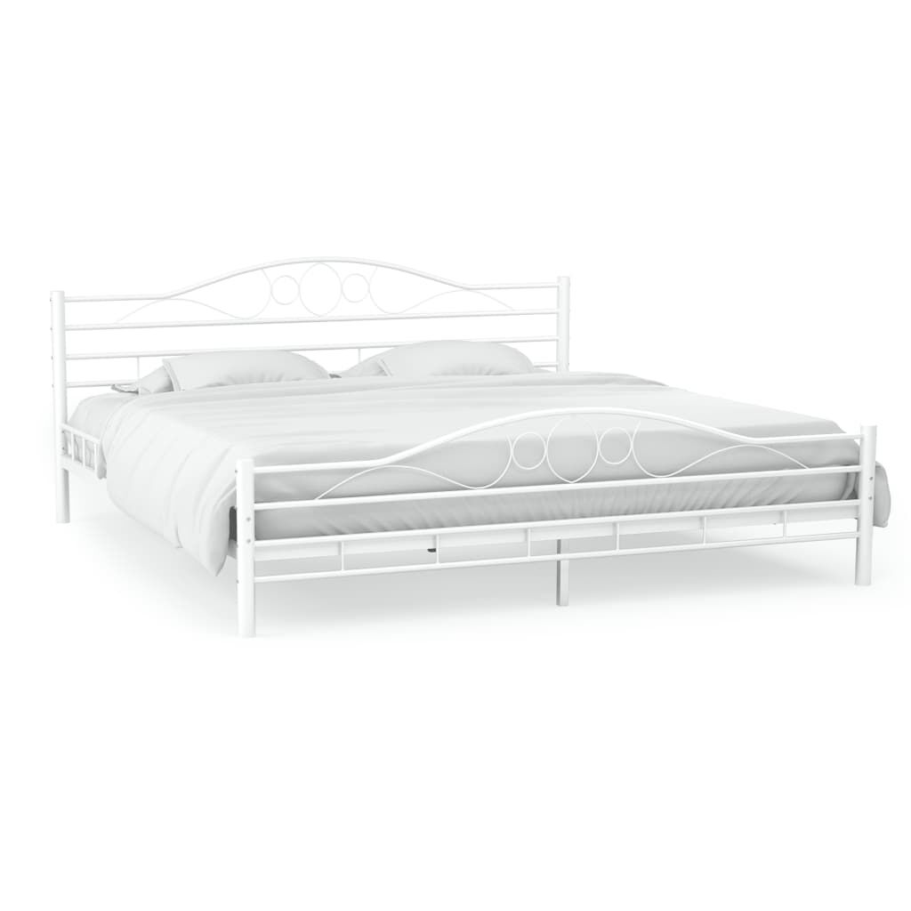 Bed Frame without Mattress White Metal 137x187 cm Double Bed Frame without Mattress White Metal 137x187 cm Double