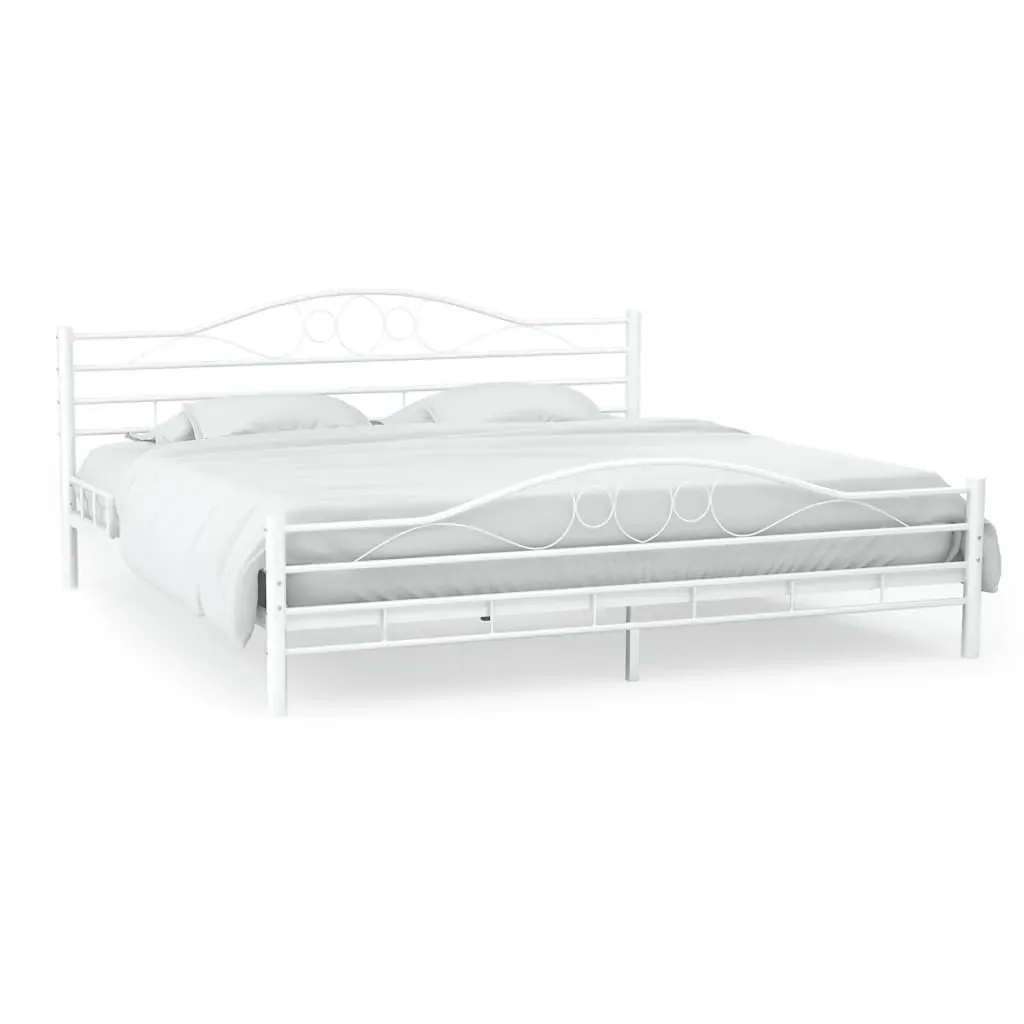 Bed Frame without Mattress White Metal 153x203 cm Queen Bed Frame without Mattress White Metal 153x203 cm Queen