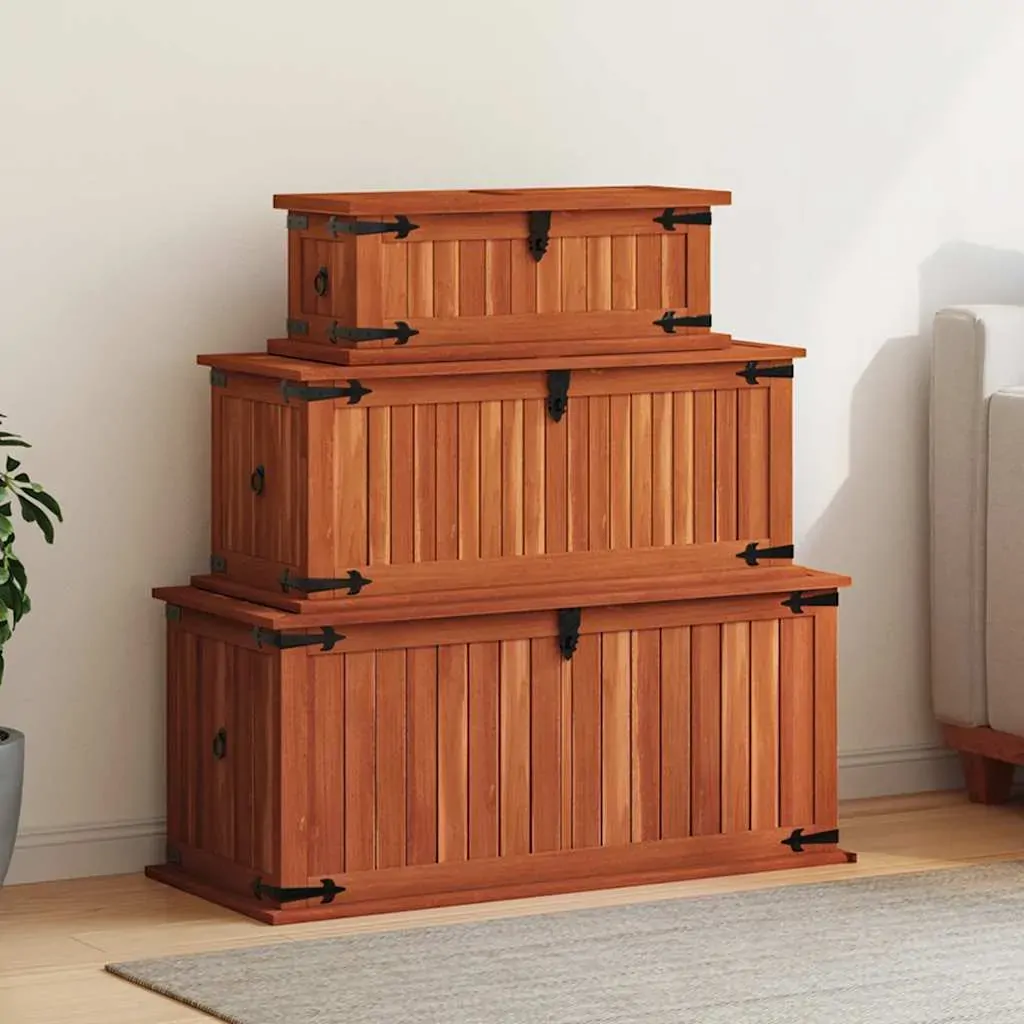 Storage Chests 3 pcs Solid Acacia Wood Storage Chests 3 pcs Solid Acacia Wood