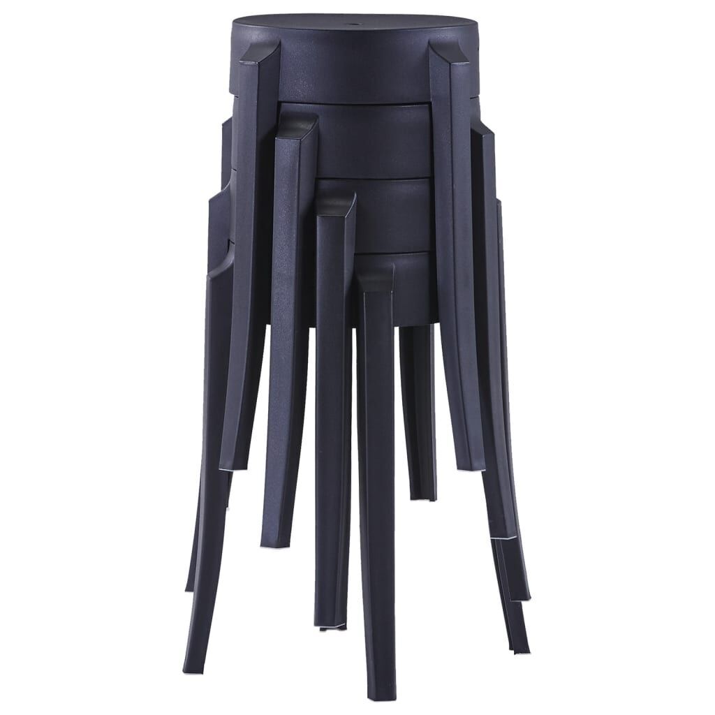 Stackable Stools 4 pcs Black Plastic Stackable Stools 4 pcs Black Plastic