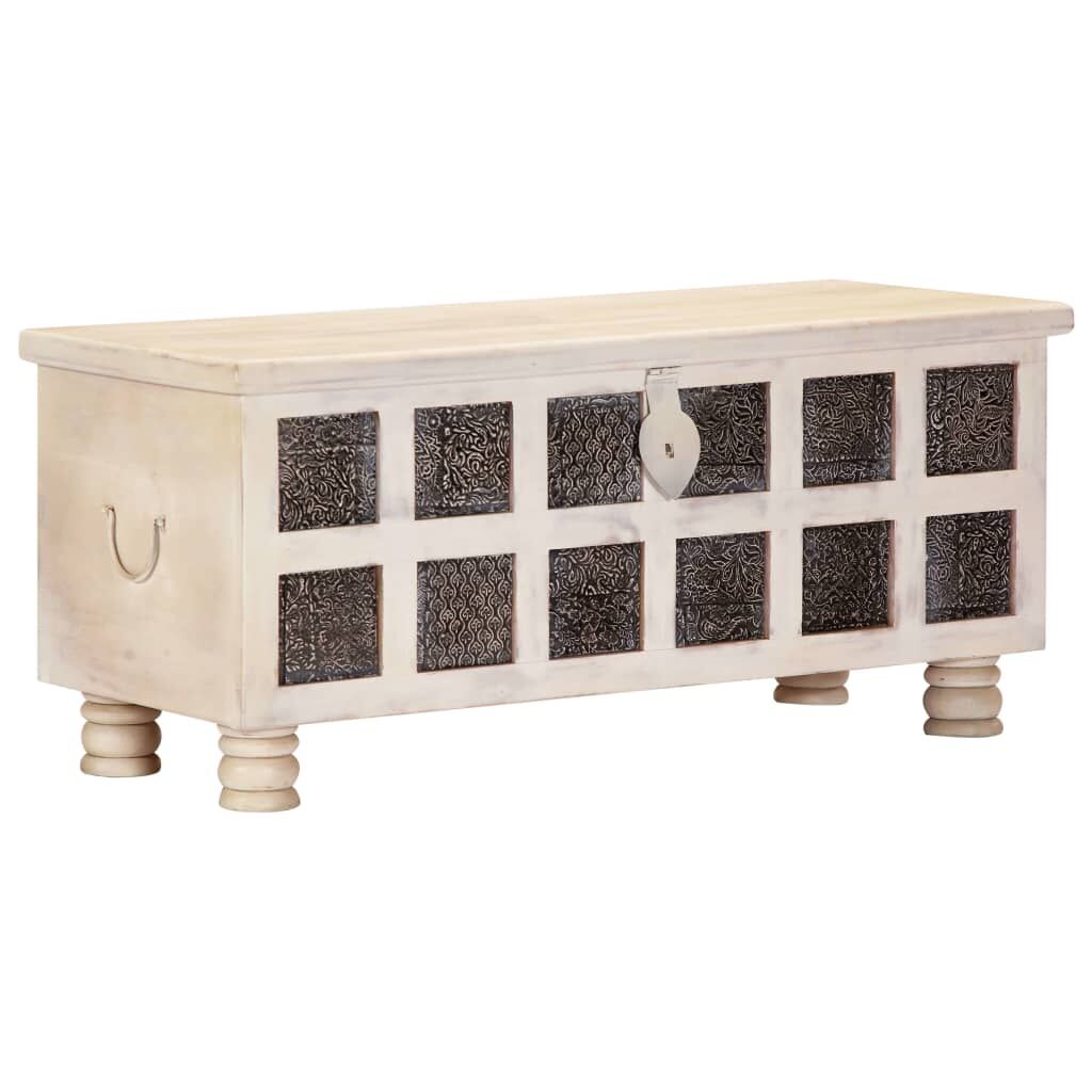 Storage Box White 110x40x45 cm Solid Acacia Wood Storage Box White 110x40x45 cm Solid Acacia Wood