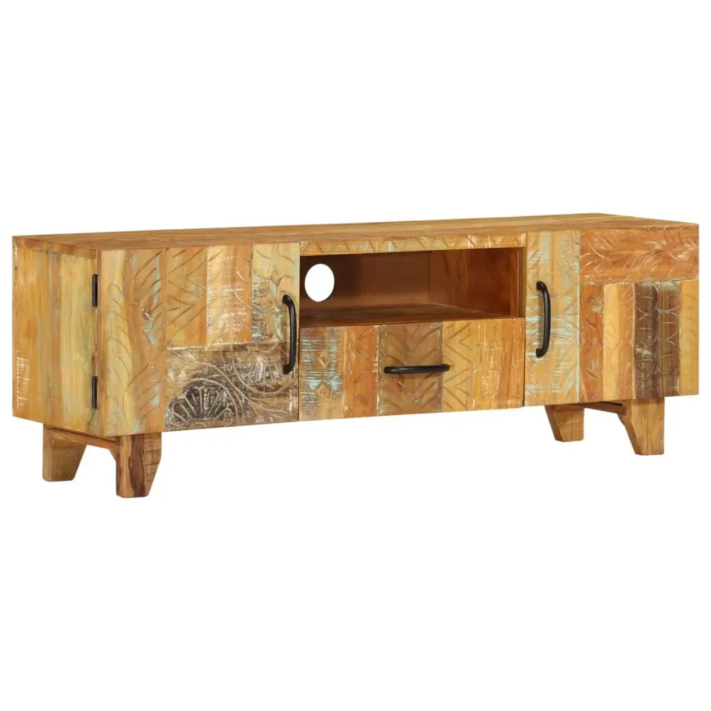 Hand Carved TV Cabinet 120x30x40 cm Solid Reclaimed Wood Hand Carved TV Cabinet 120x30x40 cm Solid Reclaimed Wood