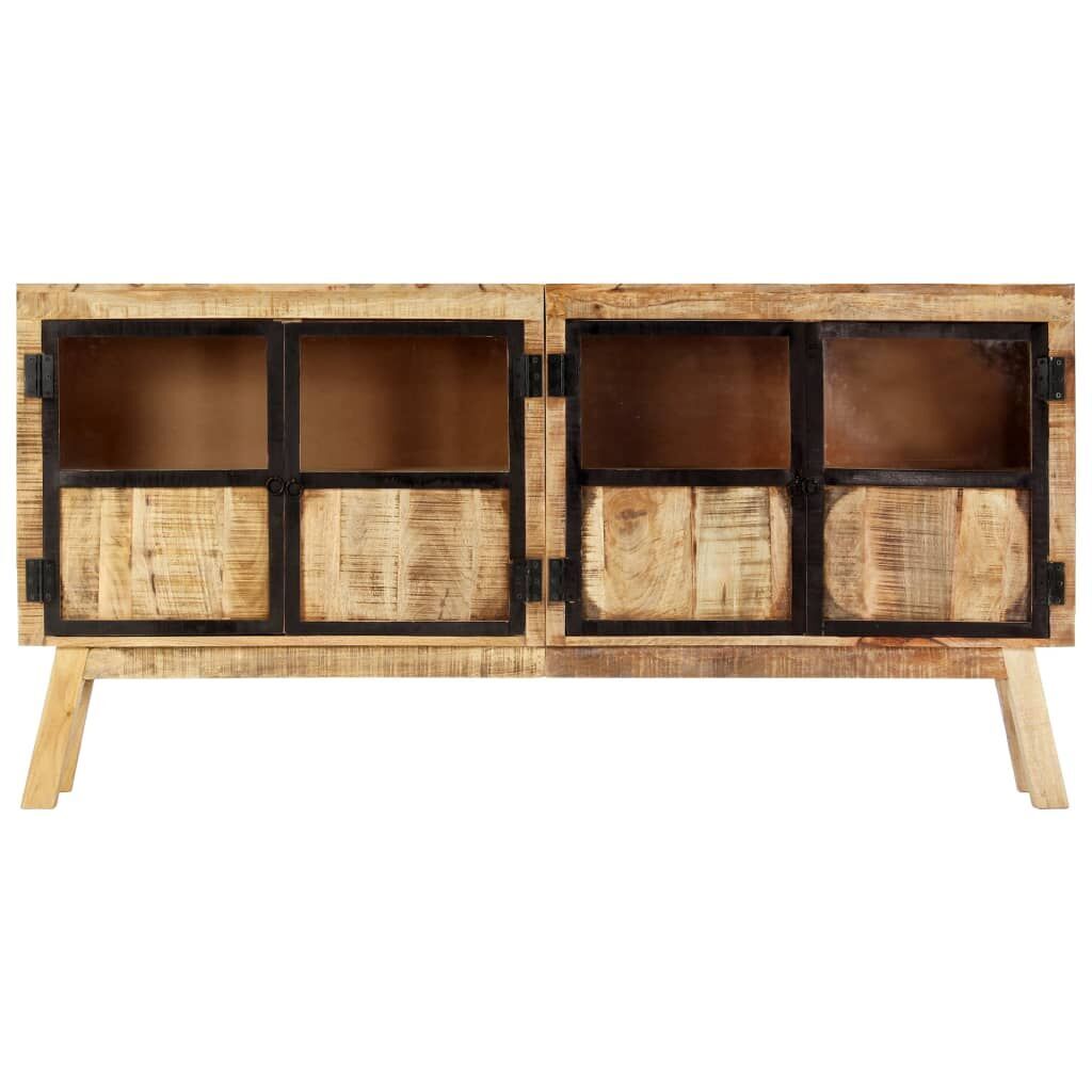 Sideboard Brown and Black 160x30x80 cm Solid Rough Mango Wood Sideboard Brown and Black 160x30x80 cm Solid Rough Mango Wood