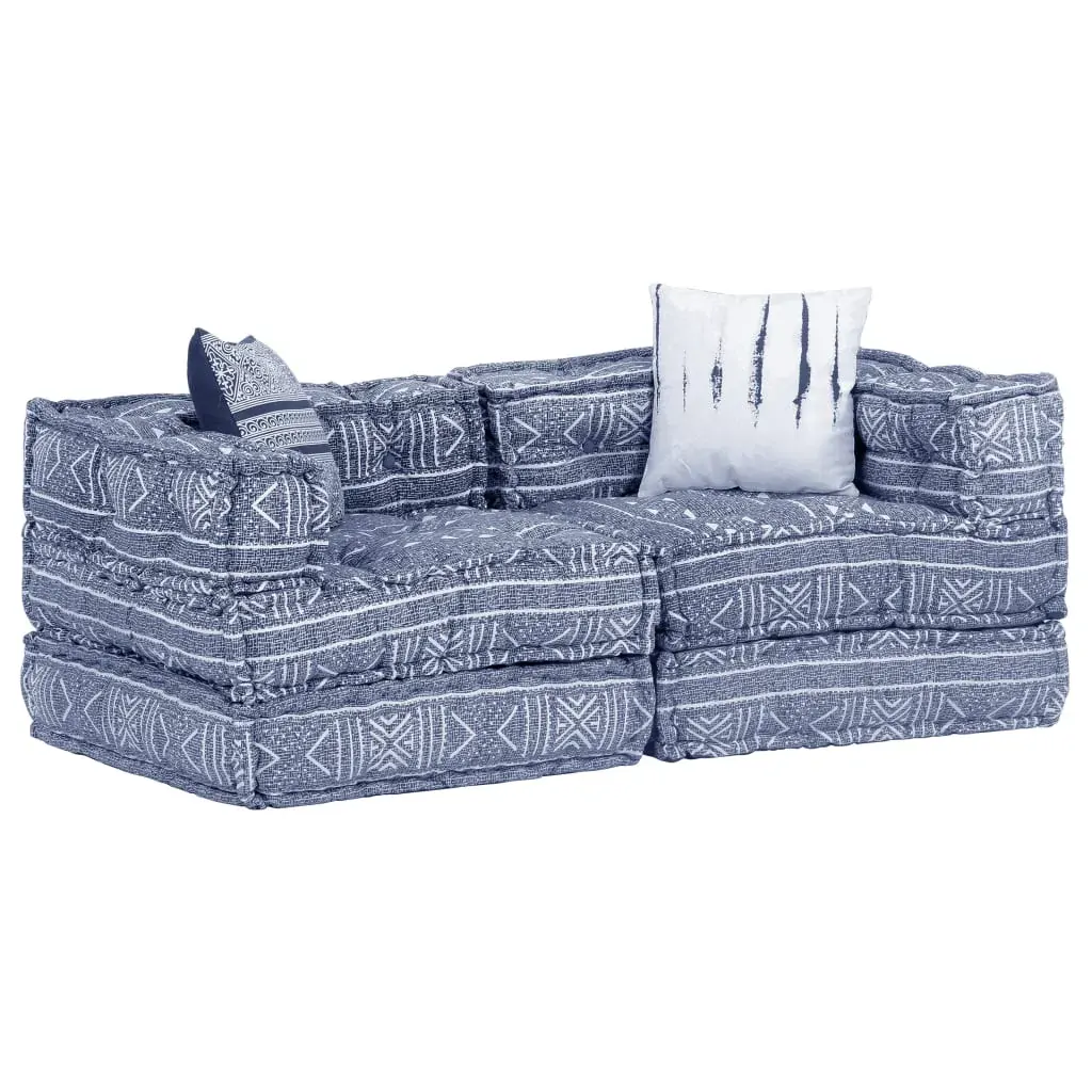 2-Seater Modular Pouffe Indigo Fabric 2-Seater Modular Pouffe Indigo Fabric