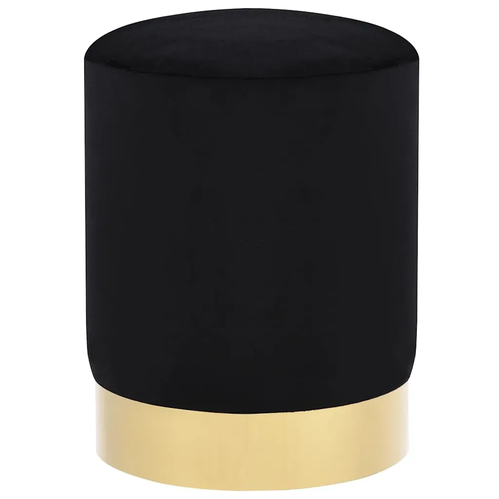 Stool Black and Gold Velvet 28 x 36 cm Stool Black and Gold Velvet 28 x 36 cm