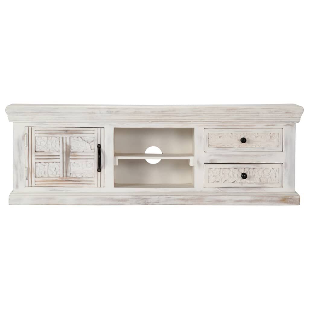 TV Cabinet White 120x30x40 cm Solid Mango Wood TV Cabinet White 120x30x40 cm Solid Mango Wood