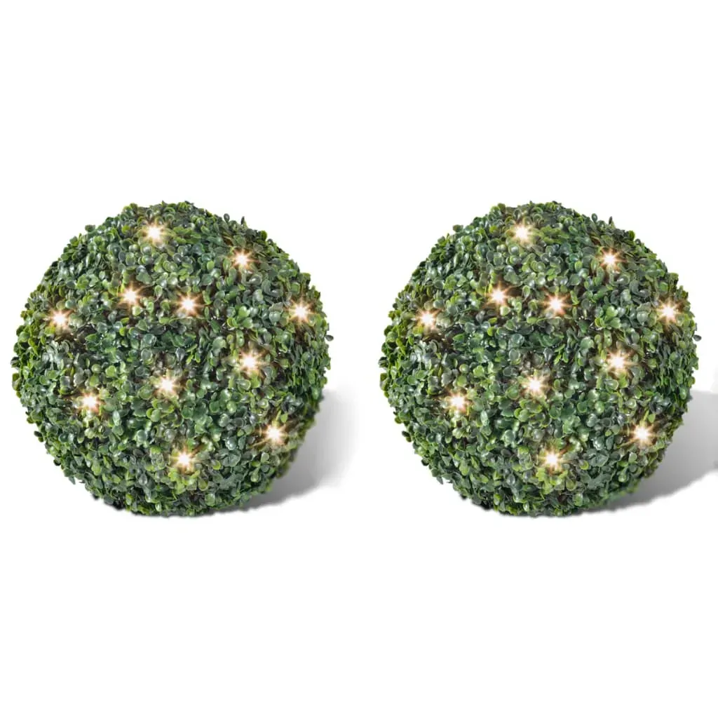 Boxwood Ball Artificial Leaf Topiary Ball 27 cm With Solar LED String 2 pcs Boxwood Ball Artificial Leaf Topiary Ball 27 cm With Solar LED String 2 pcs
