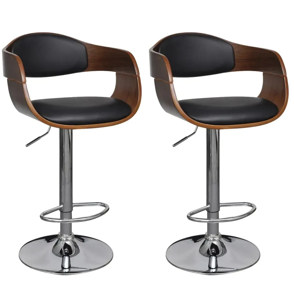 Bar Stools 2 pcs Bent Wood and Faux Leather Bar Stools 2 pcs Bent Wood and Faux Leather