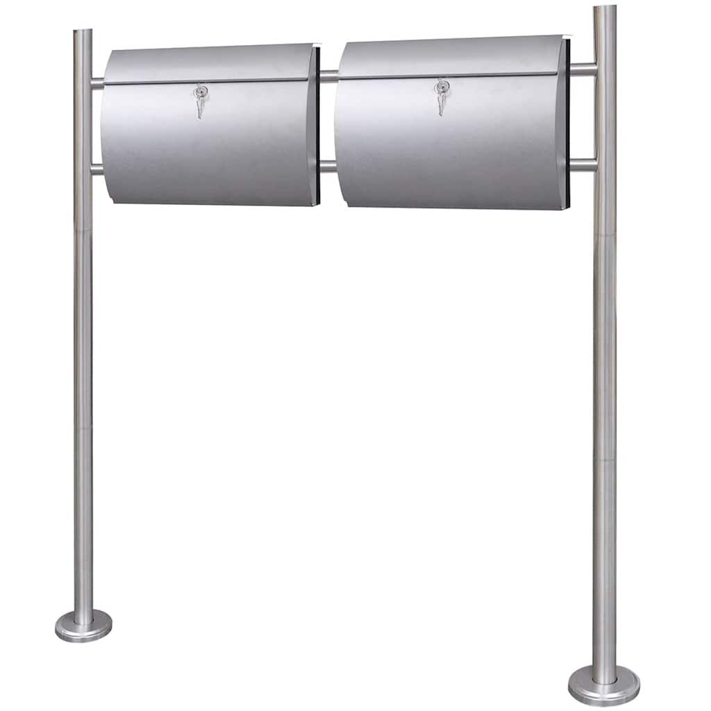 Double Mailbox on Stand Stainless Steel Double Mailbox on Stand Stainless Steel
