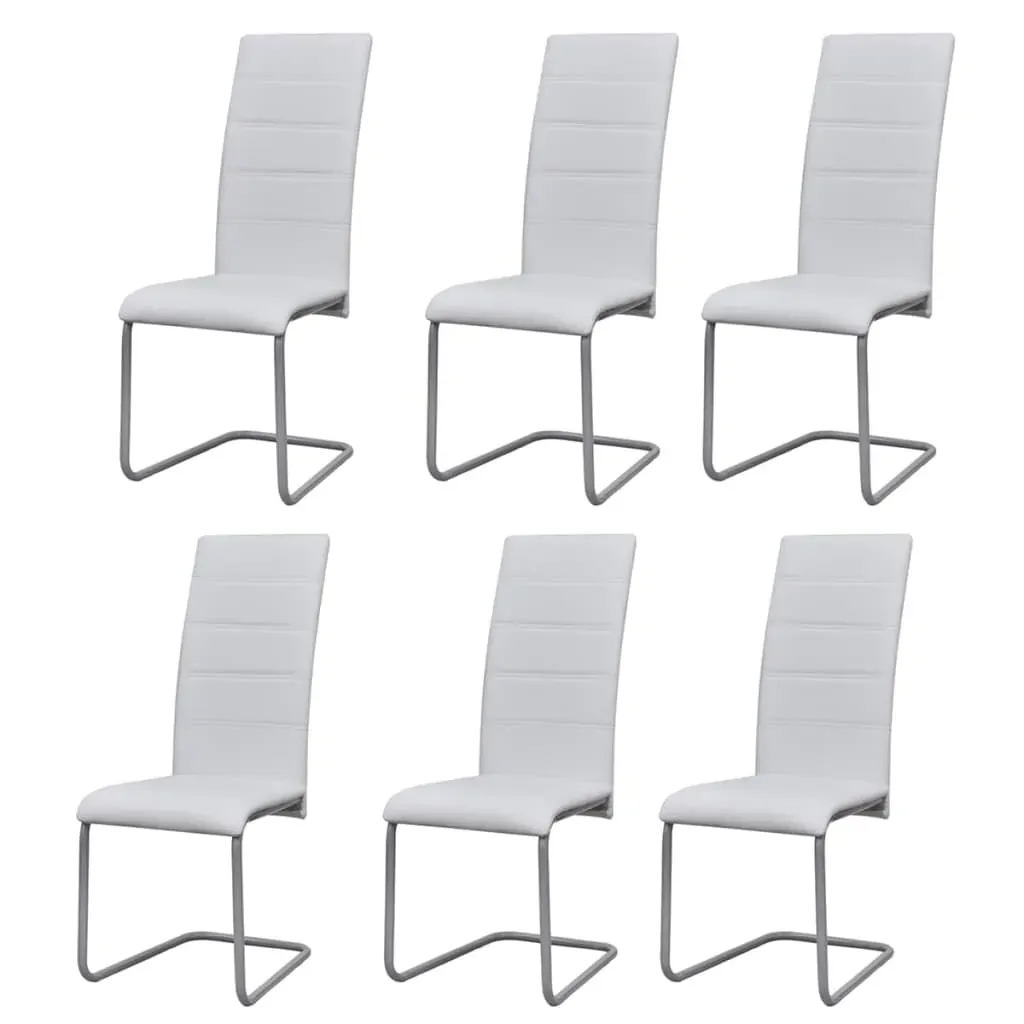 Cantilever Dining Chairs 6 pcs White Faux Leather Cantilever Dining Chairs 6 pcs White Faux Leather