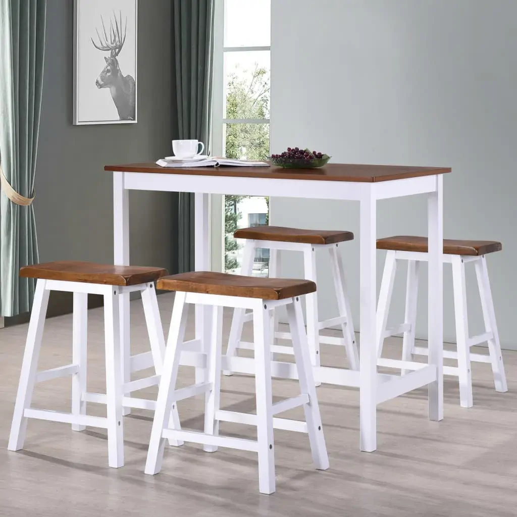 Bar Table and Stool Set 5 Pieces Solid Wood Bar Table and Stool Set 5 Pieces Solid Wood