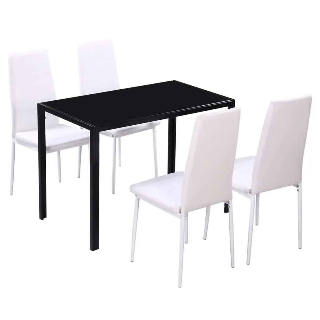 Dining Set 5 Pieces Artificial Leather Black and White Dining Set 5 Pieces Artificial Leather Black and White