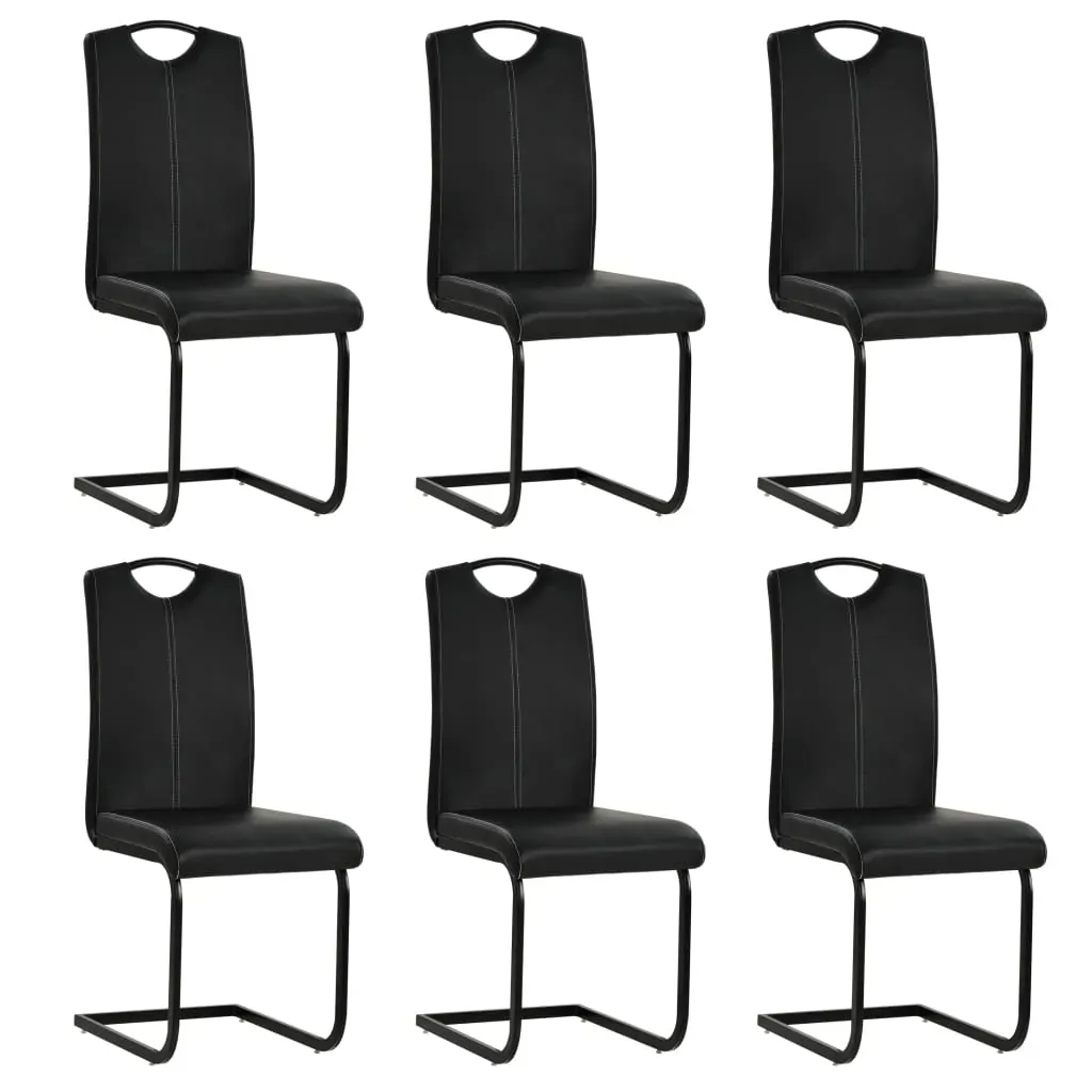 Cantilever Dining Chairs 6 pcs Black Faux Leather Cantilever Dining Chairs 6 pcs Black Faux Leather