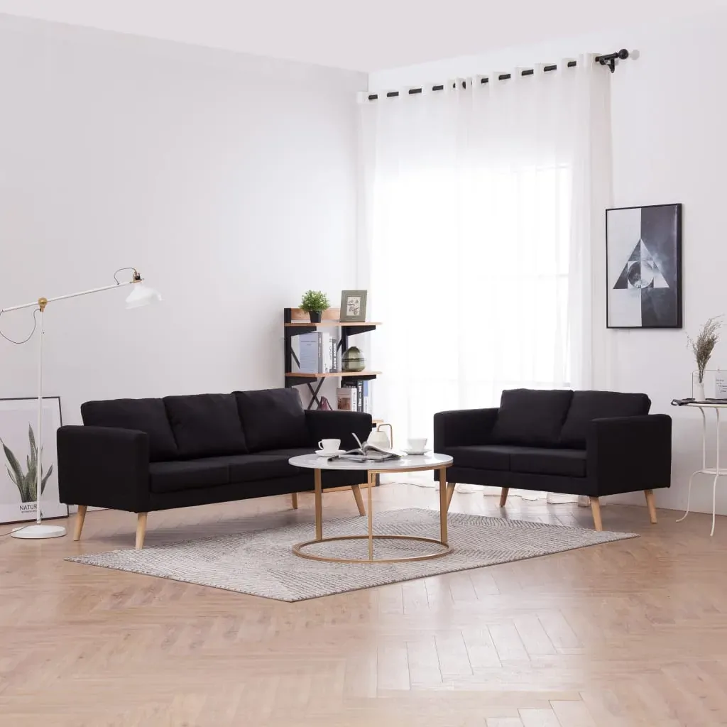 2 Piece Sofa Set Fabric Black 2 Piece Sofa Set Fabric Black