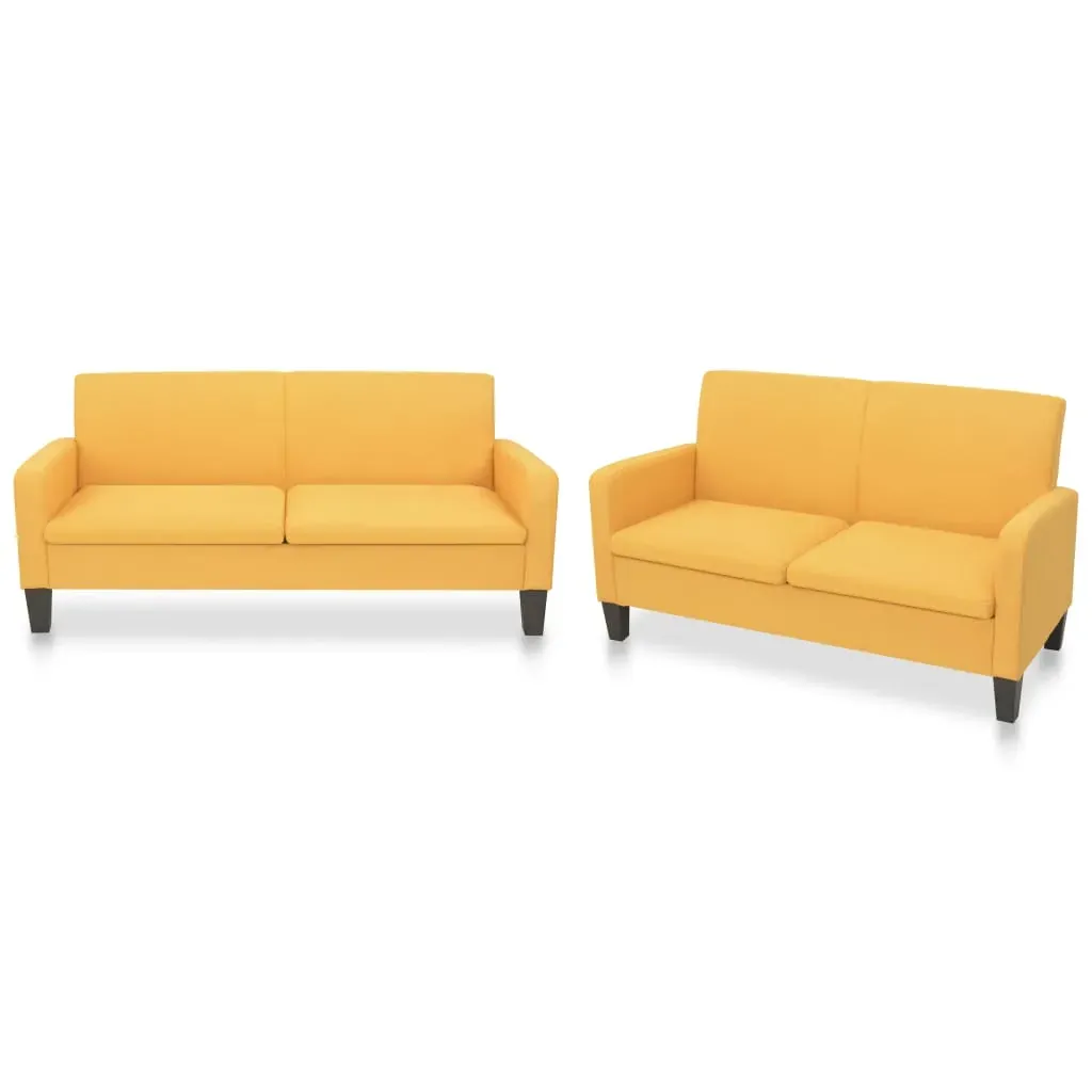 2 Piece Sofa Set Fabric Yellow 2 Piece Sofa Set Fabric Yellow