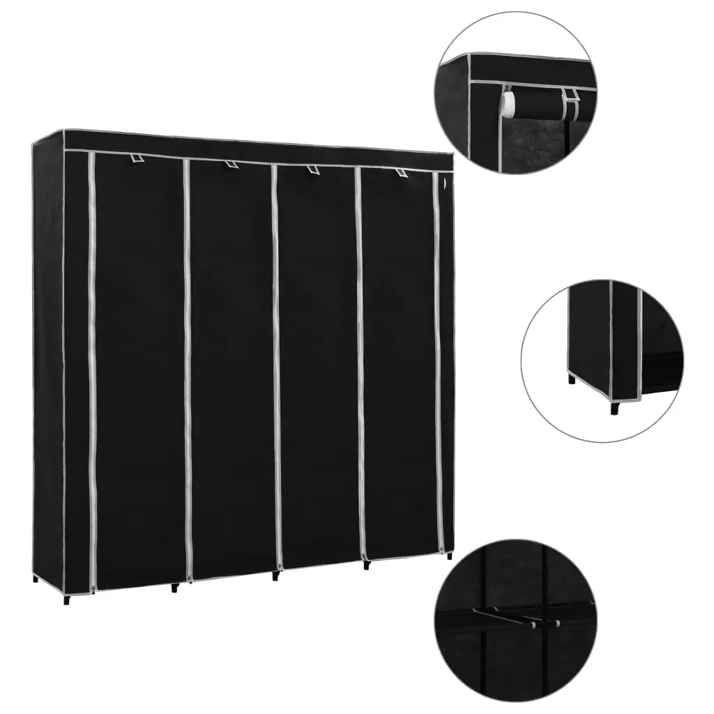 Wardrobe with 4 Compartments Black 175x45x170 cm Wardrobe with 4 Compartments Black 175x45x170 cm