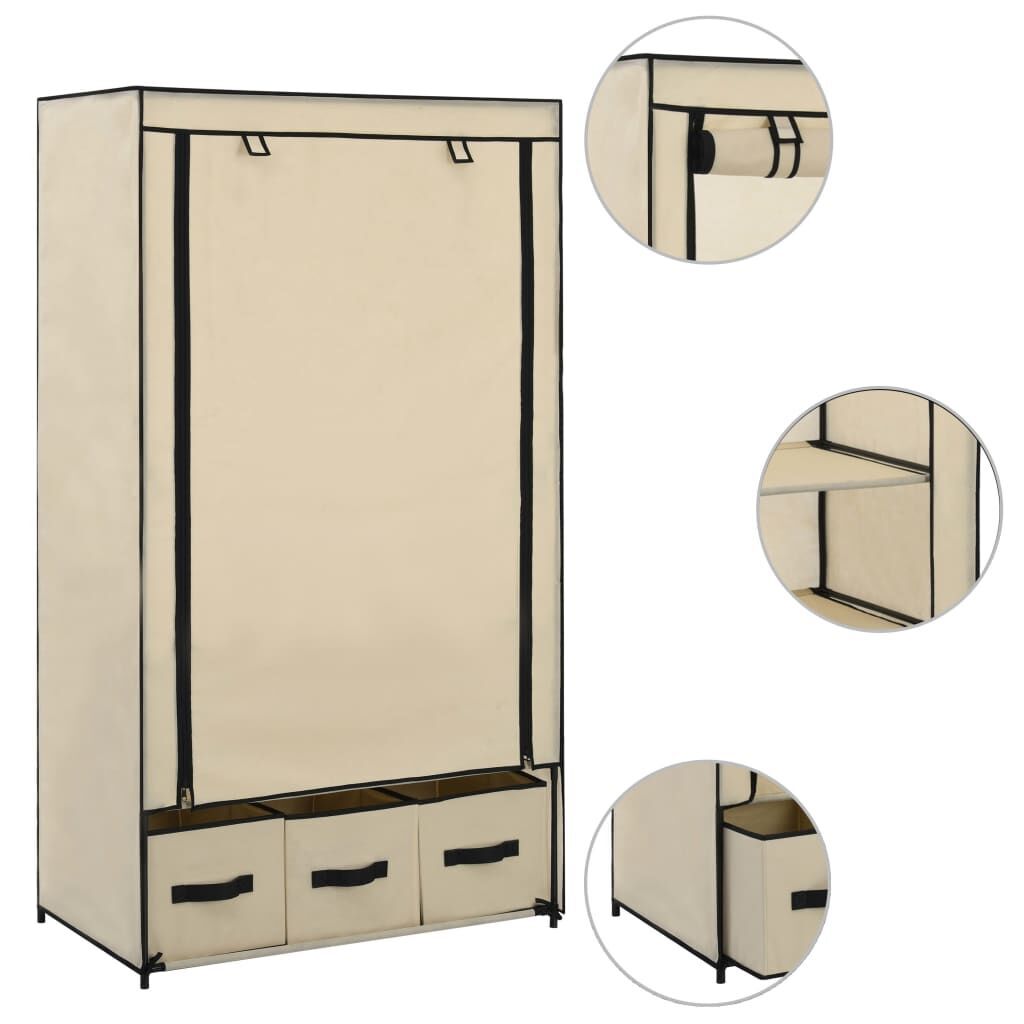 Wardrobe Cream 87x49x159 cm Fabric Wardrobe Cream 87x49x159 cm Fabric