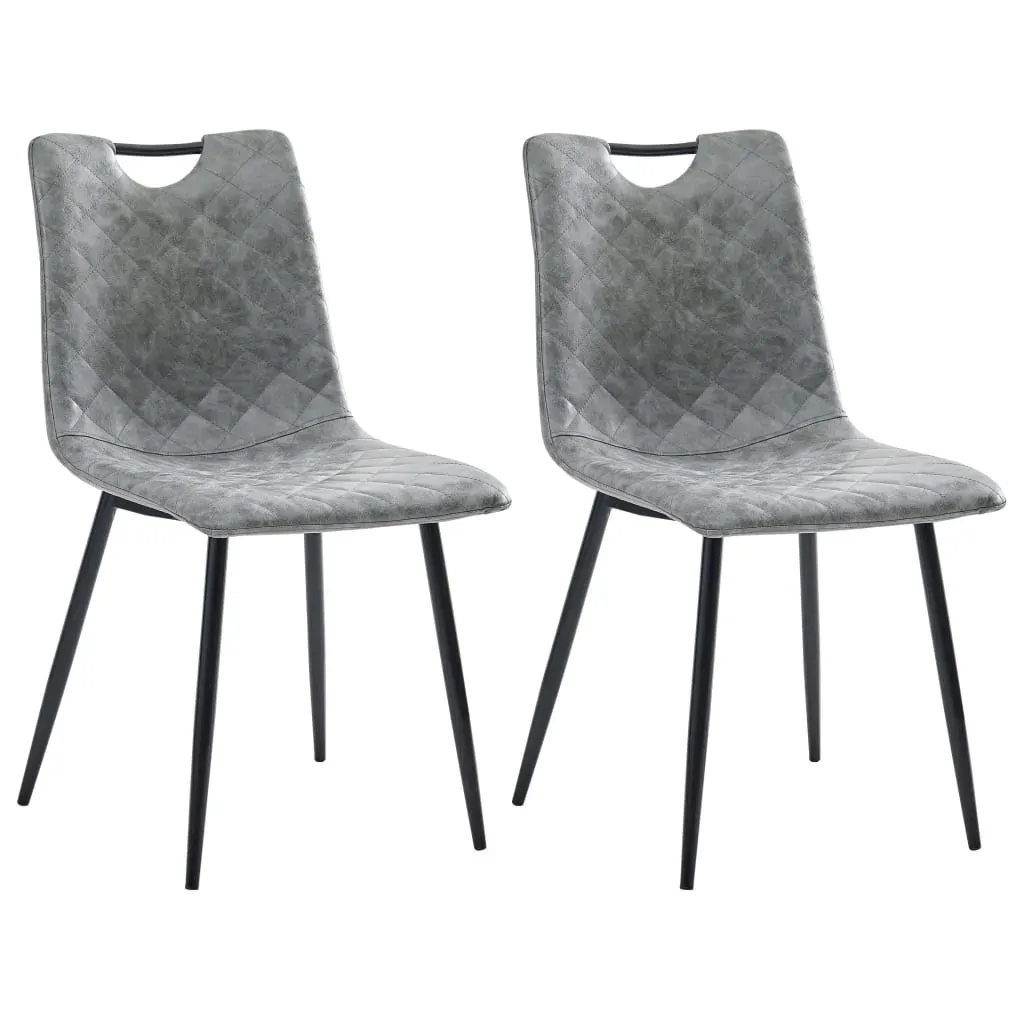 Dining Chairs 2 pcs Dark Grey Faux Leather Dining Chairs 2 pcs Dark Grey Faux Leather