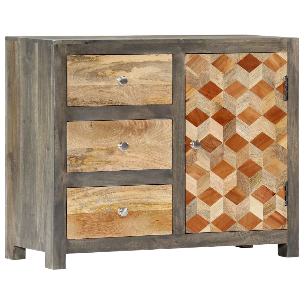 Side Cabinet Grey 75x30x60 cm Solid Mango Wood Side Cabinet Grey 75x30x60 cm Solid Mango Wood