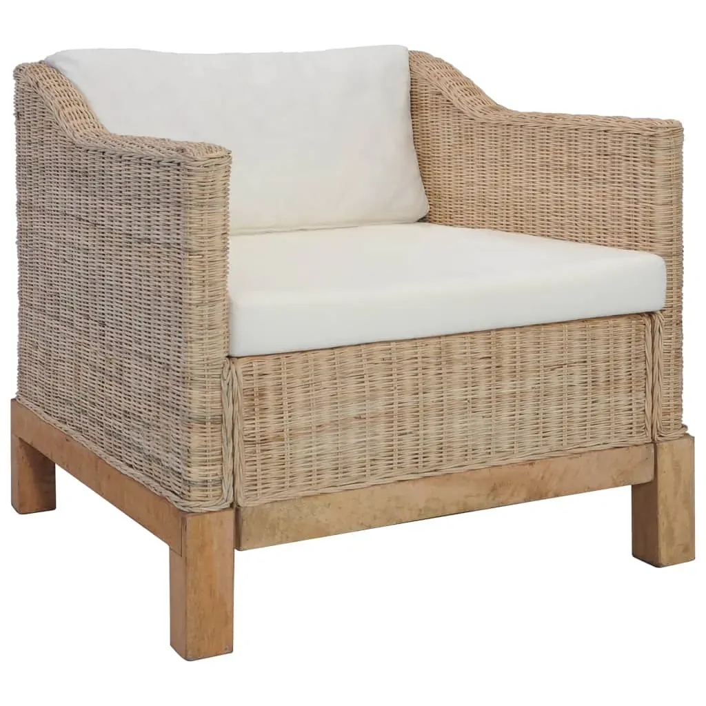 Armchair with Cushions Natural Rattan Armchair with Cushions Natural Rattan