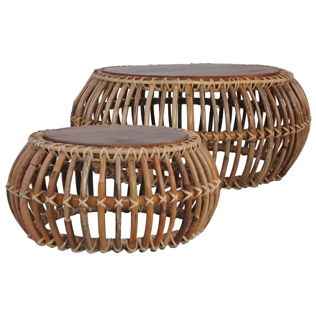 Coffee Tables 2 pcs Natural Rattan Coffee Tables 2 pcs Natural Rattan
